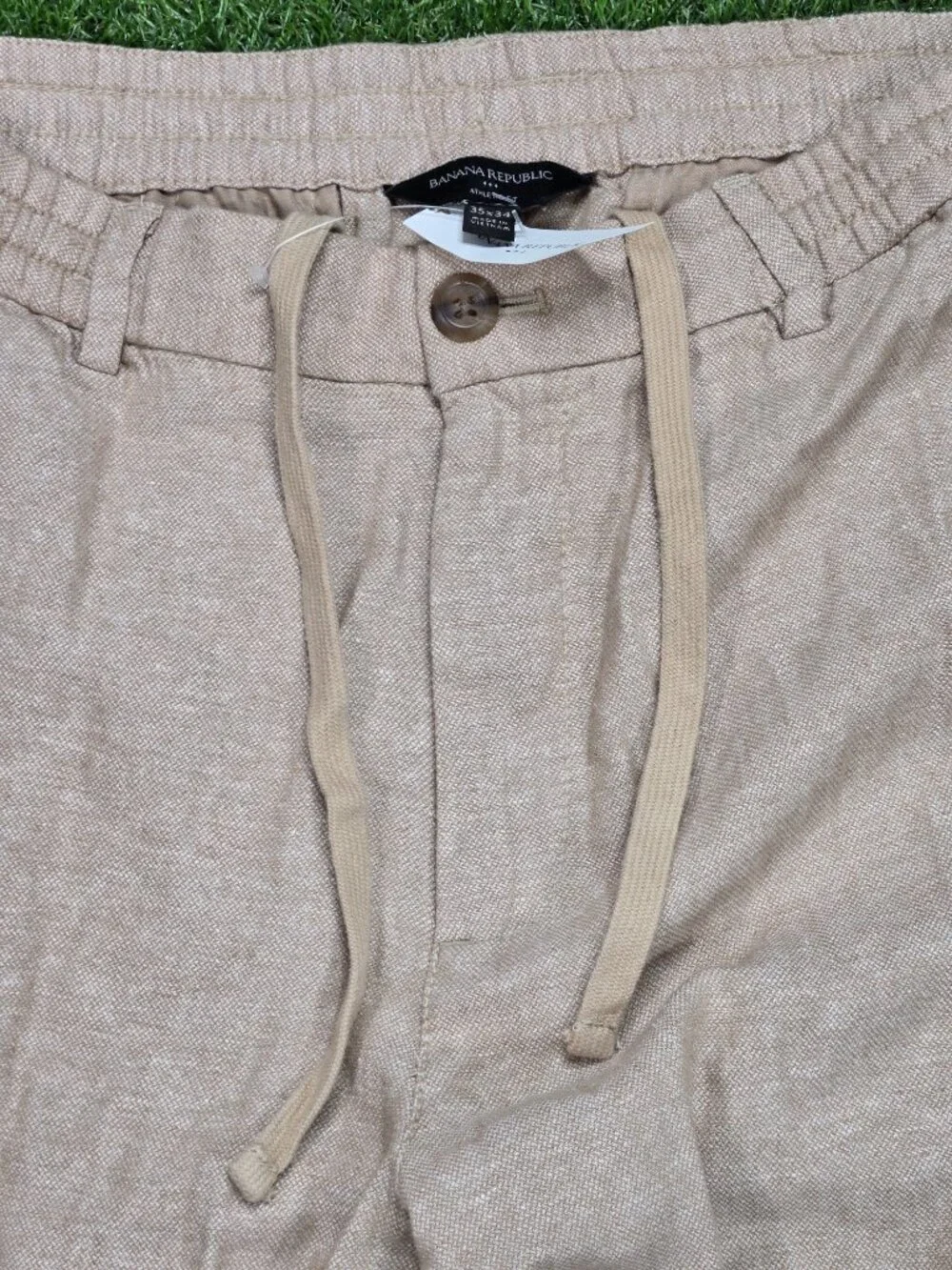 Banana Republic Linen Blend Pants Mens 35x34 FITS 34x31 Athletic Fit Drawstring